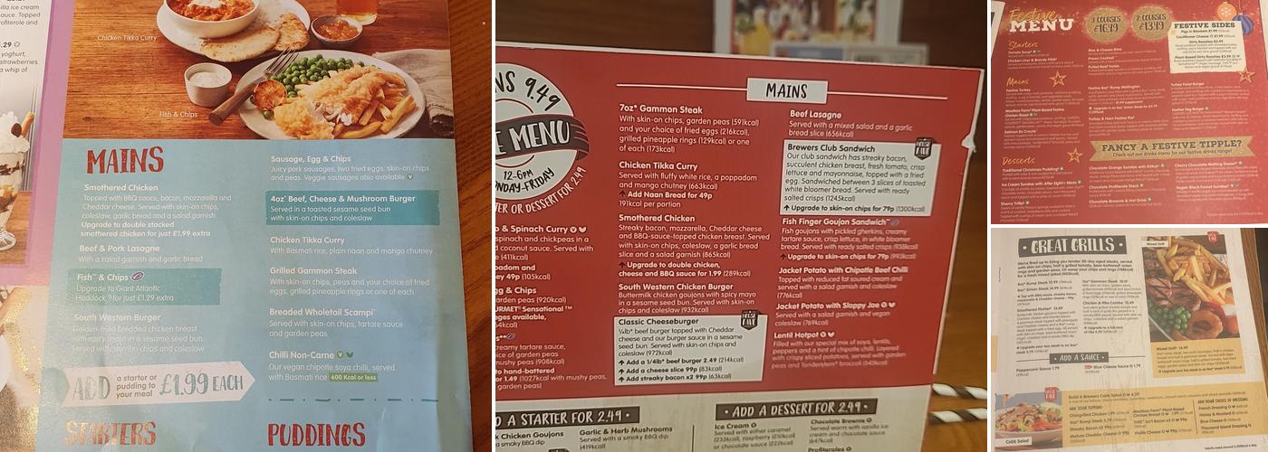 Glastonbury Brewers Fayre Menu