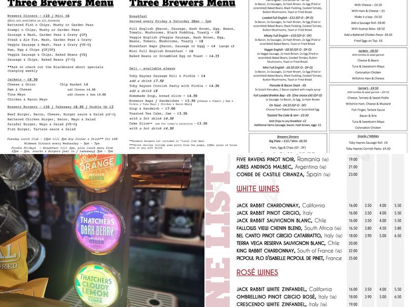 Three Brewers Menu