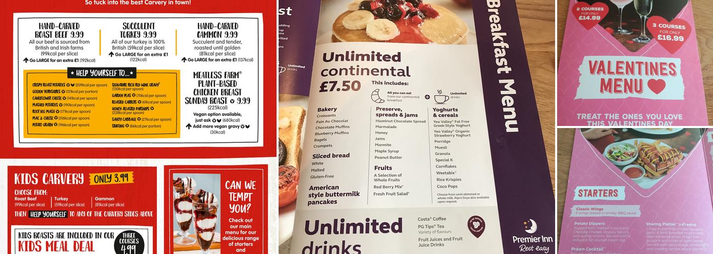 The Wentworth Brewers Fayre Menu