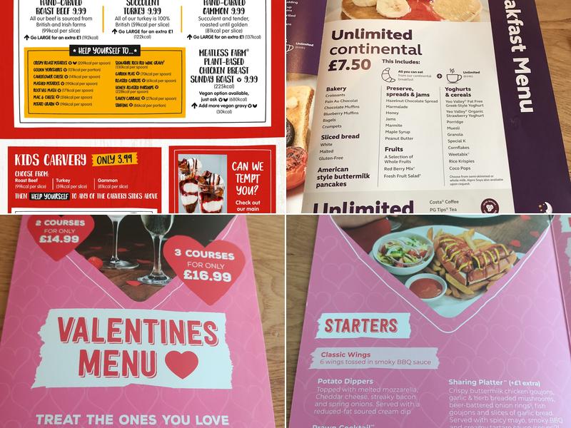 The Wentworth Brewers Fayre Menu