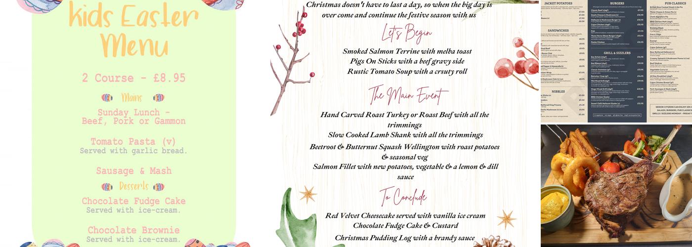 Three Horse Shoes Menu