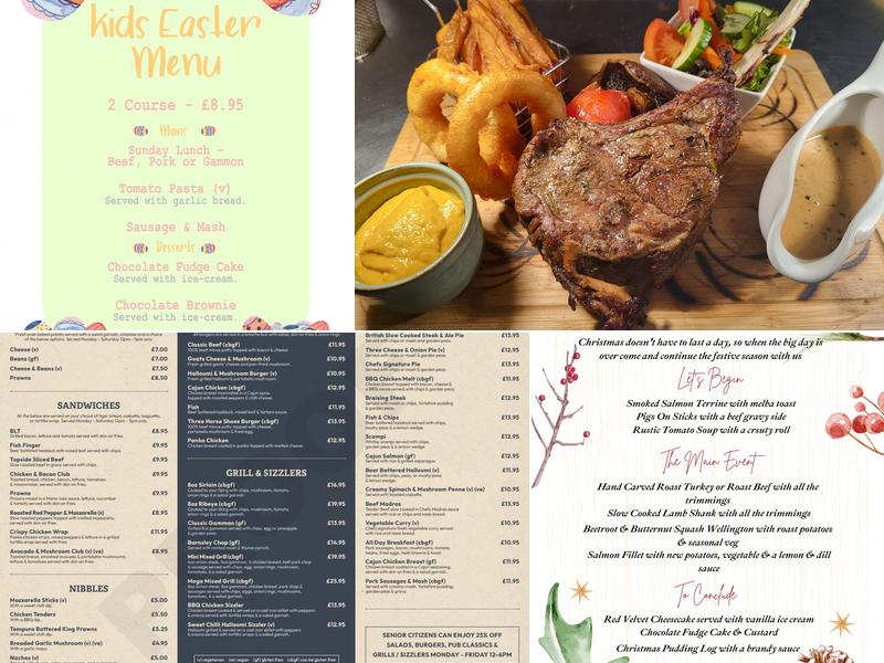 Three Horse Shoes Menu