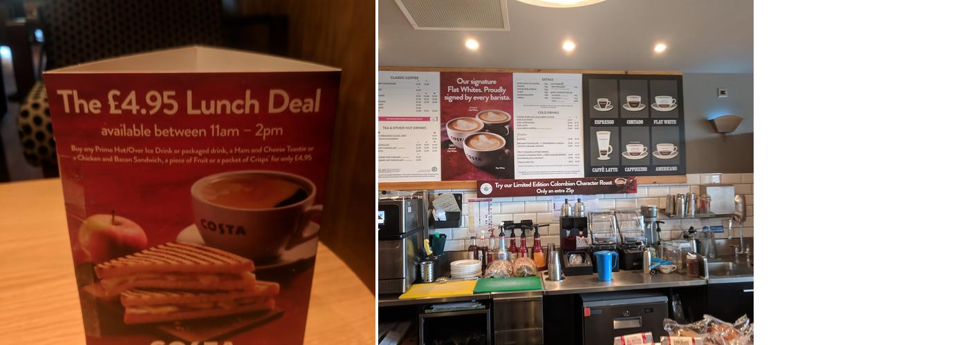 Costa Coffee Starbeck Menu
