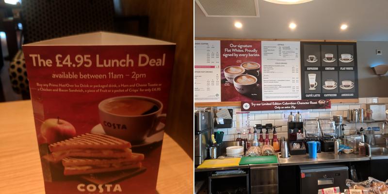 Costa Coffee Starbeck Menu