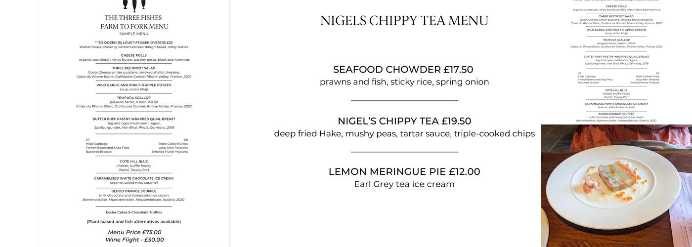 The Three Fishes Menu