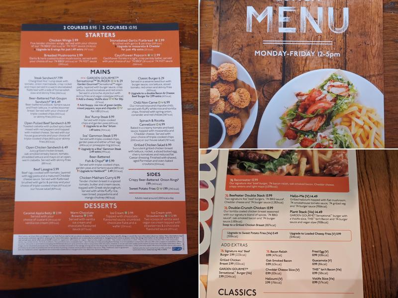 Springwood Park Beefeater Menu