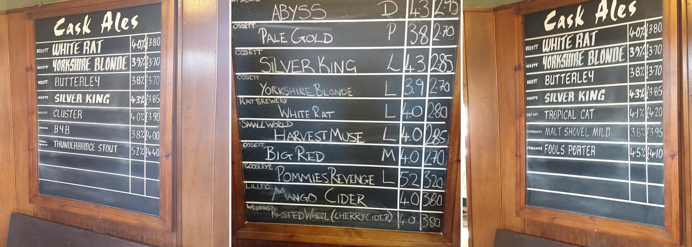 THE THREE PIGEONS ALE HOUSE Menu