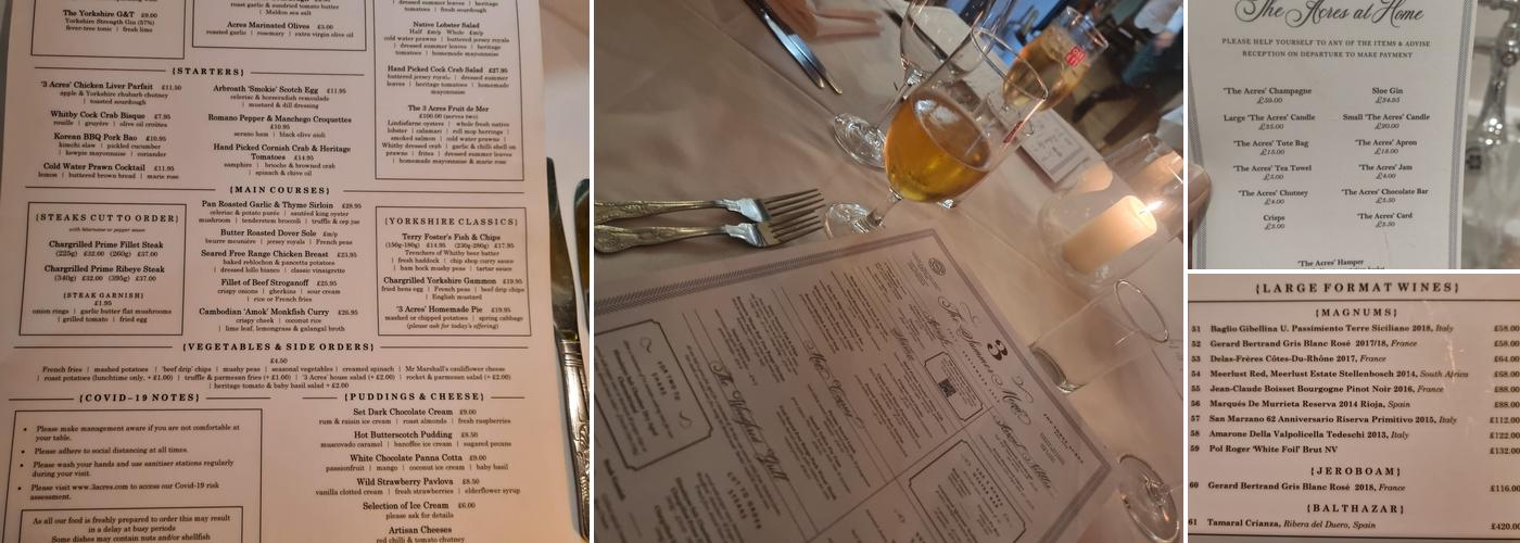 Three Acres Inn & Restaurant Menu