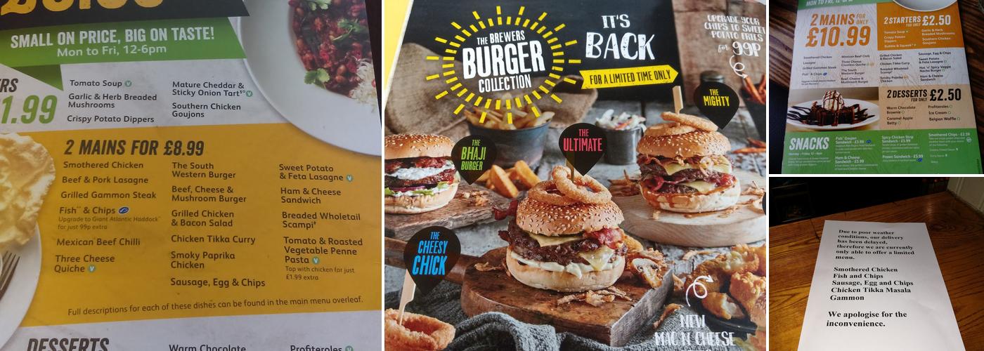 Clarence Pier Brewers Fayre Menu