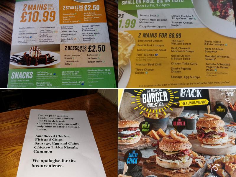 Clarence Pier Brewers Fayre Menu