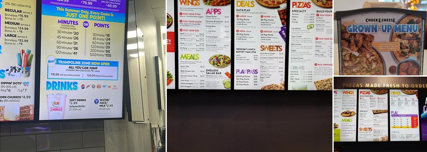 Chuck E. Cheese Menu