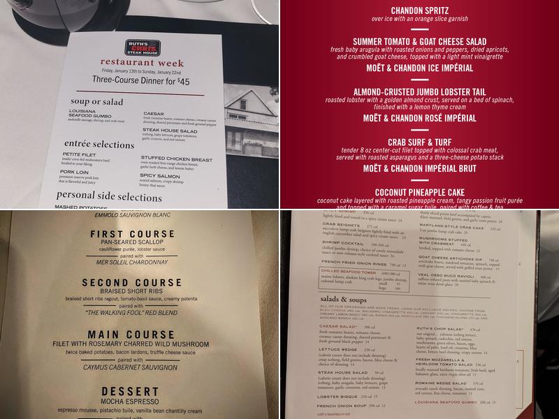Ruth's Chris Steak House Menu