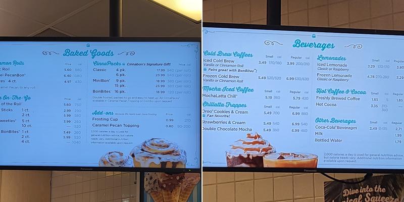 Cinnabon Menu