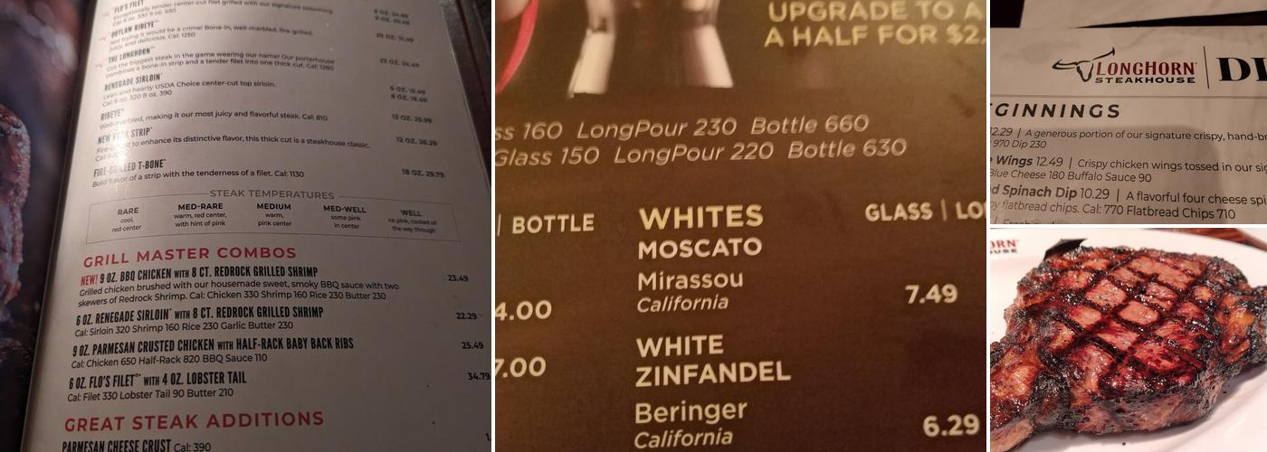 LongHorn Steakhouse Menu