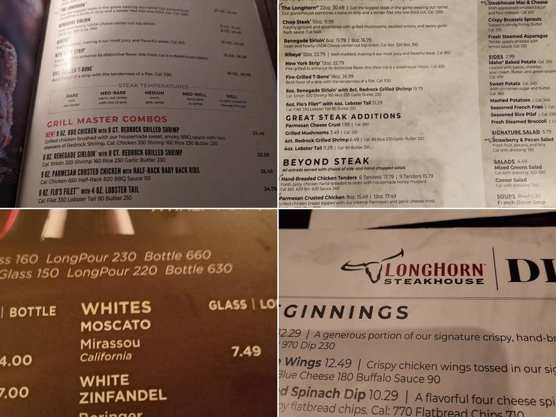 LongHorn Steakhouse Menu