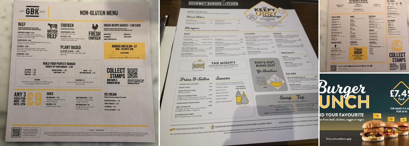 Gourmet Burger Kitchen (GBK) Menu
