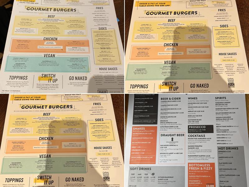 Gourmet Burger Kitchen (GBK) Menu