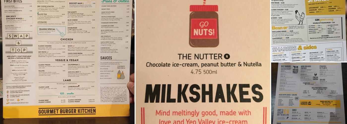 Gourmet Burger Kitchen (Bluewater) Menu