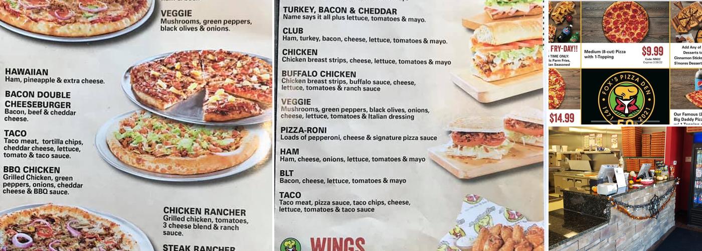 FOX'S PIZZA DEN Menu