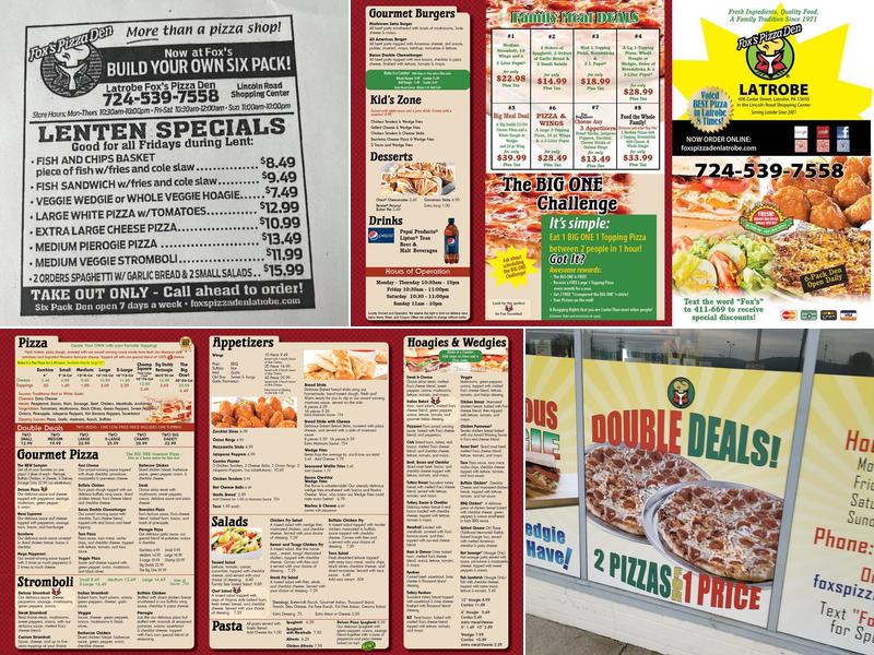 Fox's Pizza Den Menu