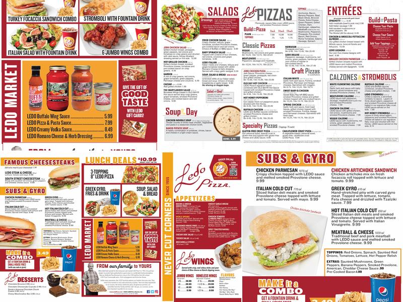 Ledo Pizza Ellicott City, MD Menu