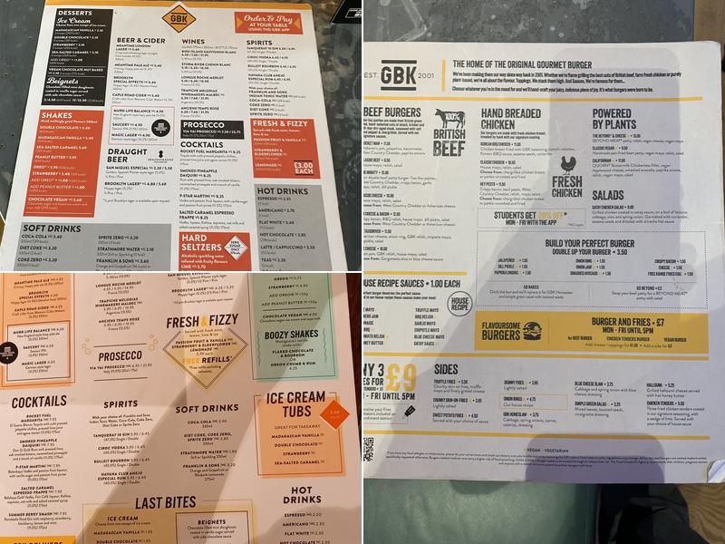 Gourmet Burger Kitchen (GBK) Menu