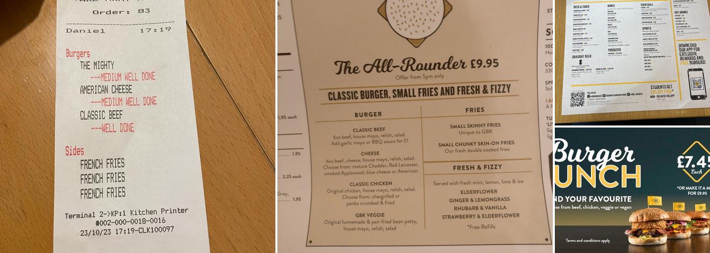 Gourmet Burger Kitchen (GBK) Menu