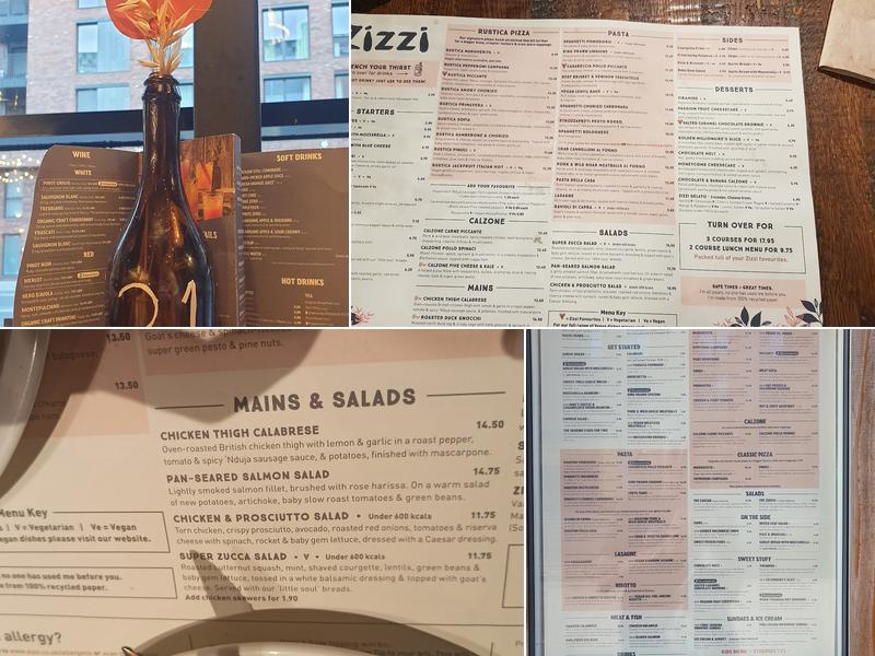 Zizzi Menu