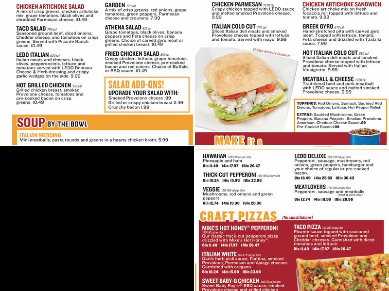 Ledo Pizza Menu
