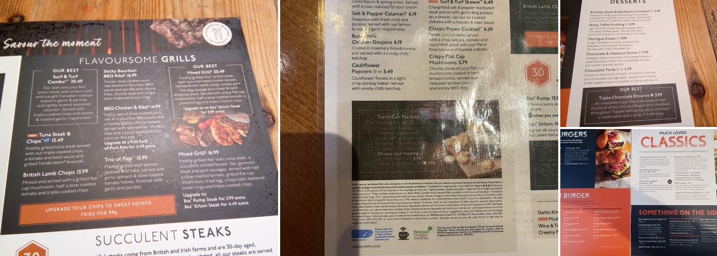 Monkey Puzzle Beefeater Menu