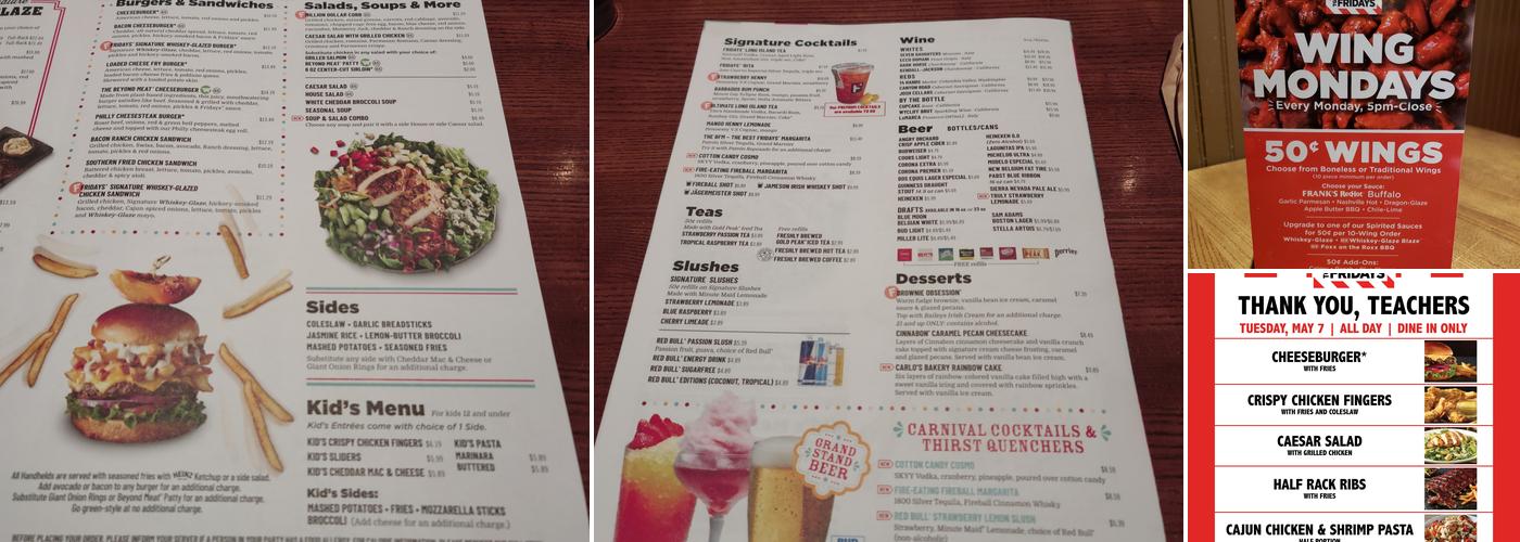 TGI Fridays Menu