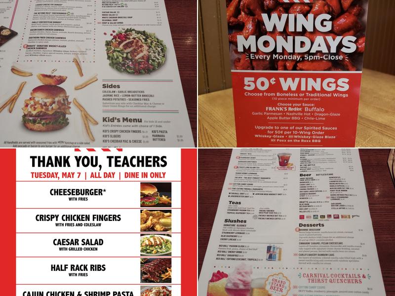 TGI Fridays Menu