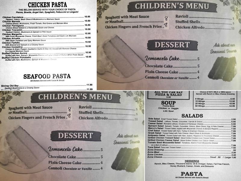 Marco's Italian Family Restaurant Menu