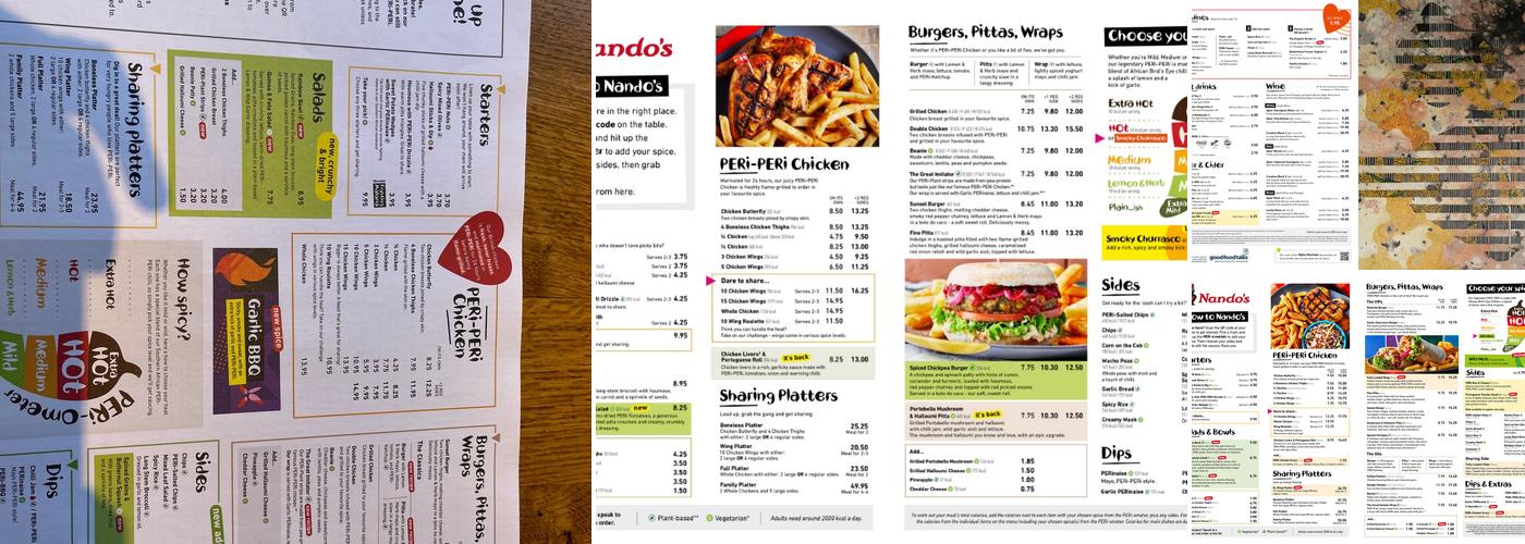 Nando's Wimbledon Menu
