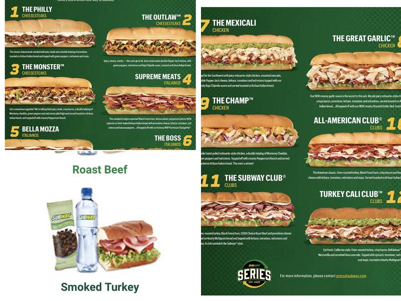 Subway Menu