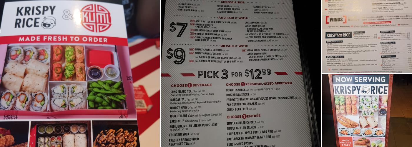 TGI Fridays Menu