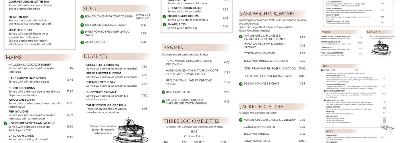 Halls Garden Centre Menu