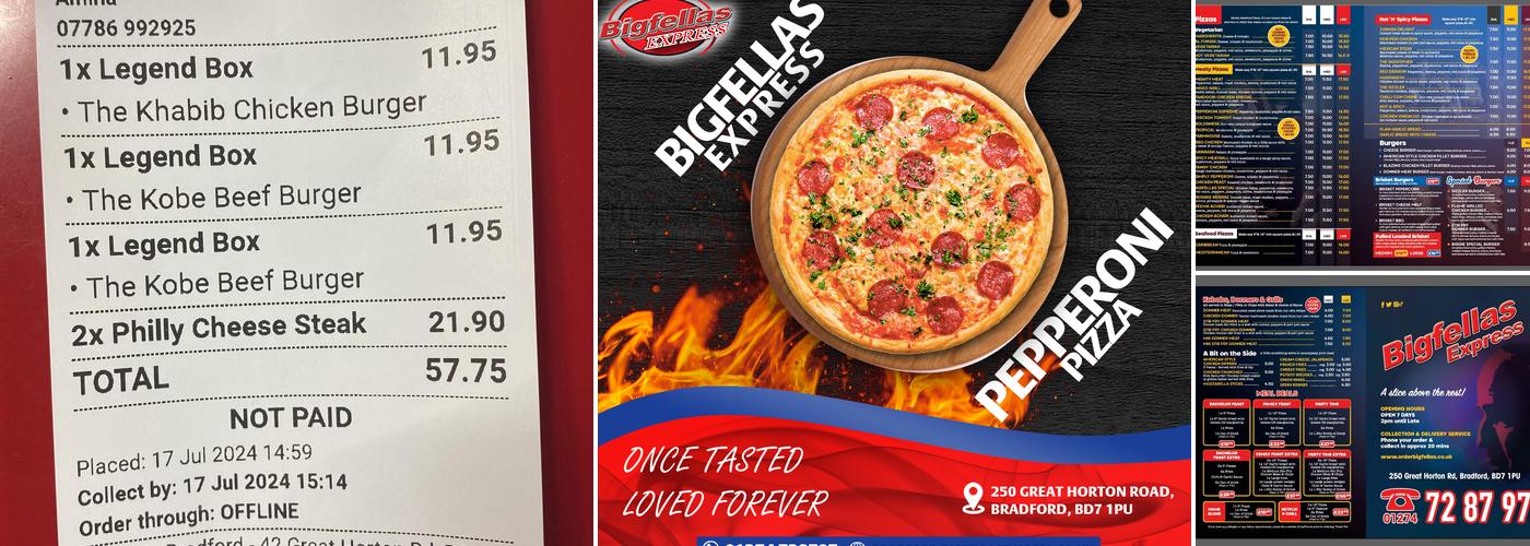 Bigfellas Express Bradford Menu