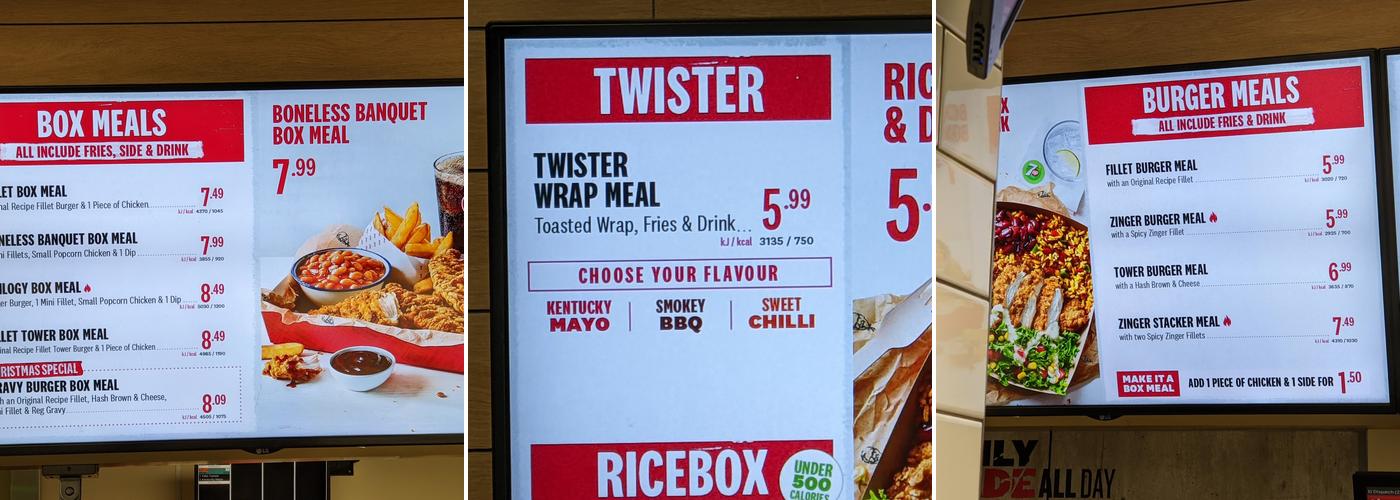 KFC Woodall - M1 North Services Menu