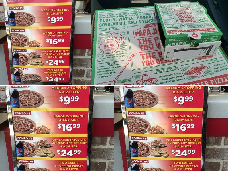 Papa Johns Pizza Menu