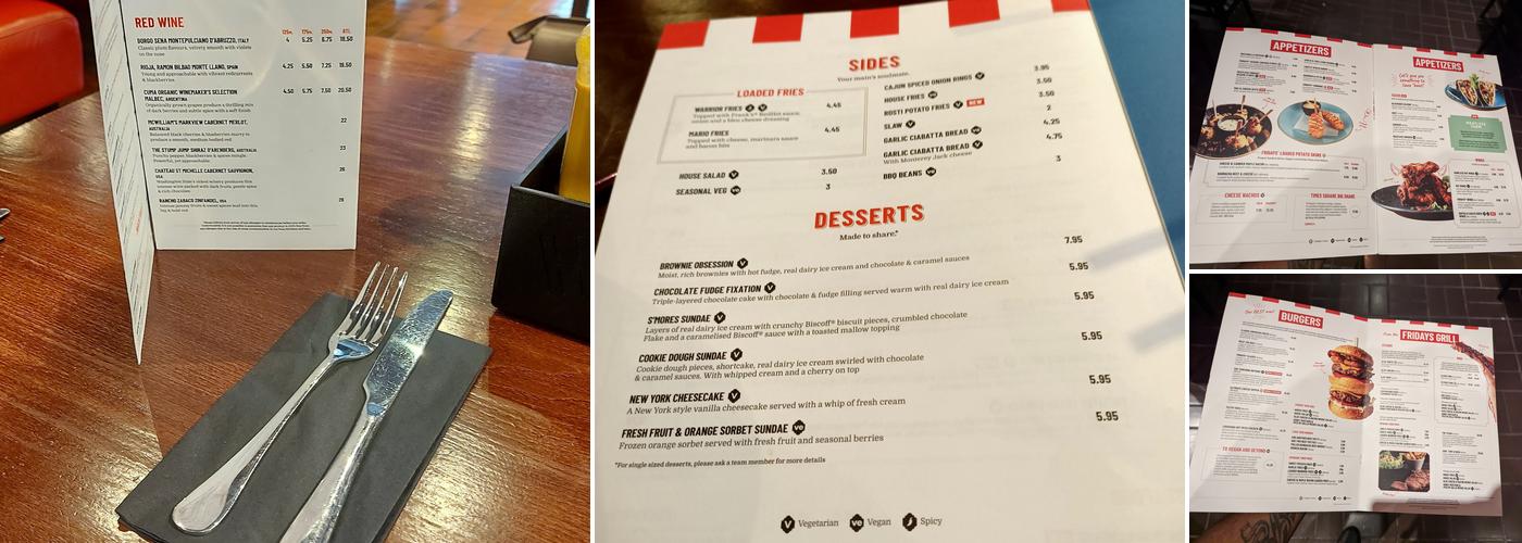 TGI Fridays - Southampton Retail Park Menu