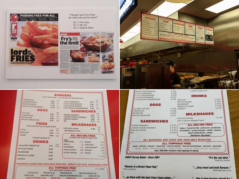 Five Guys Manchester Arndale Menu