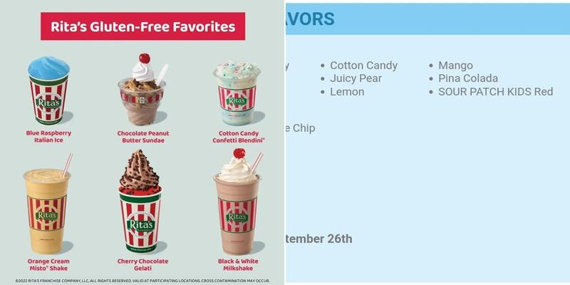 Rita's Italian Ice & Frozen Custard Menu
