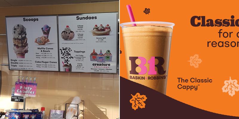 Baskin-Robbins Menu
