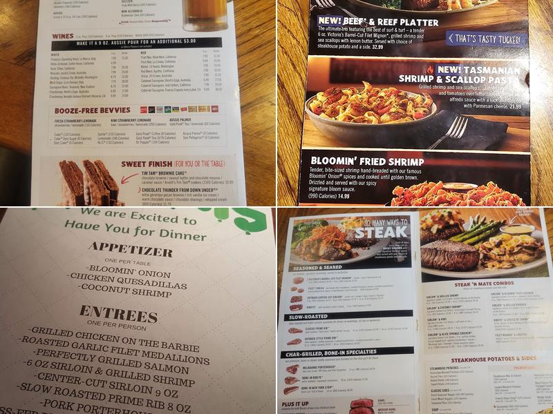 Outback Steakhouse Menu