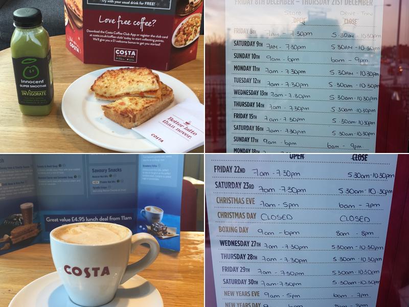 Costa Coffee Menu