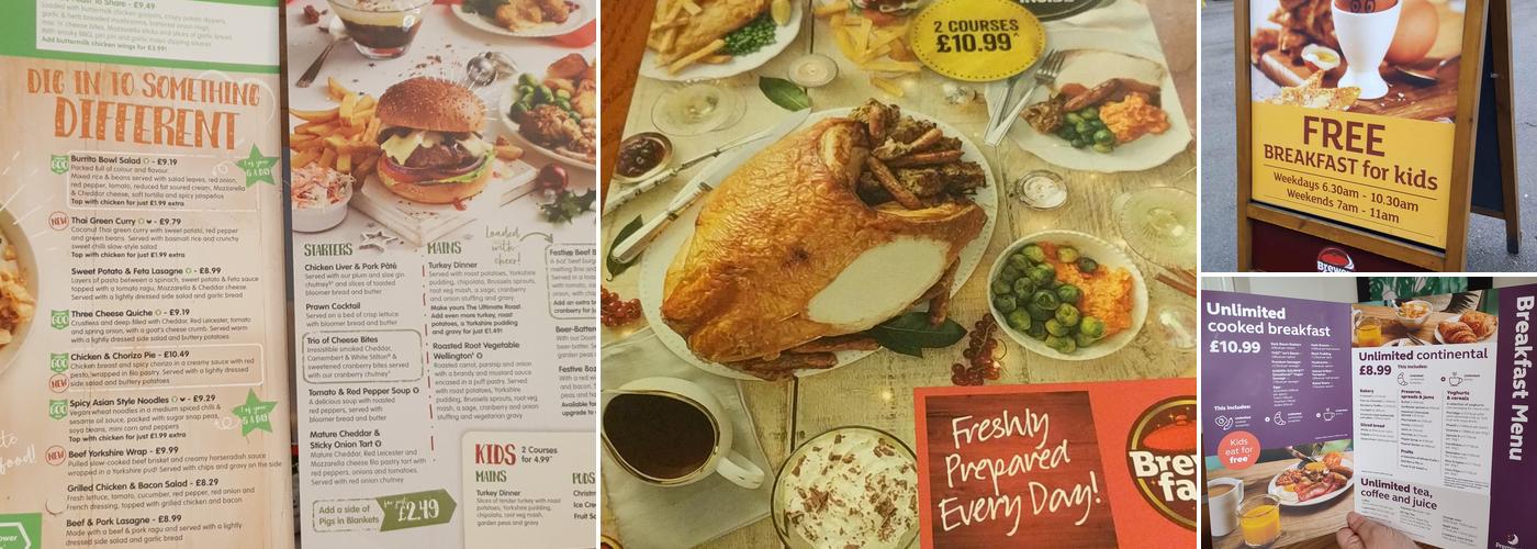 The Sparrow Brewers Fayre Menu