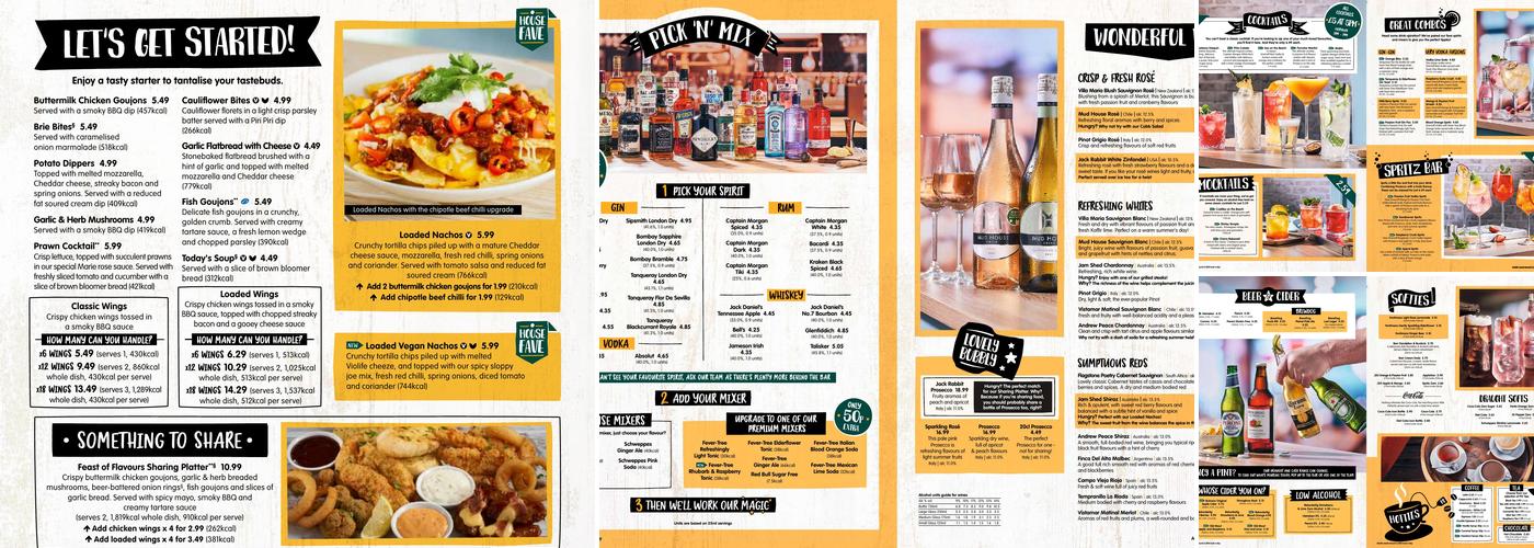 Langton Inn Table Table Menu