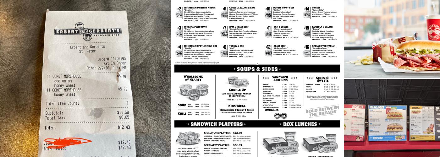 Erbert and Gerbert's Menu