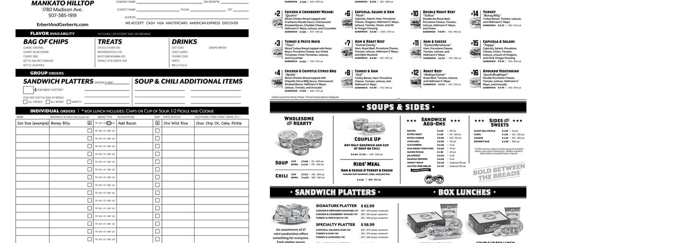 Erbert and Gerberts Menu